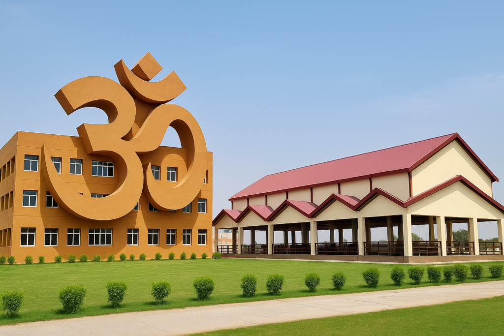 Om Shaped School and Cow Shelter