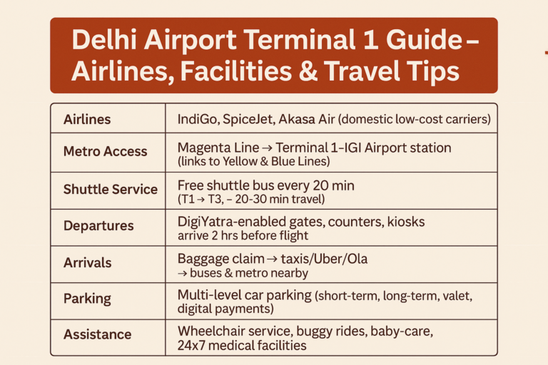 Delhi Airport Terminal 1 (T1) Complete Guide: Airlines, Facilities, Metro & Travel Tips