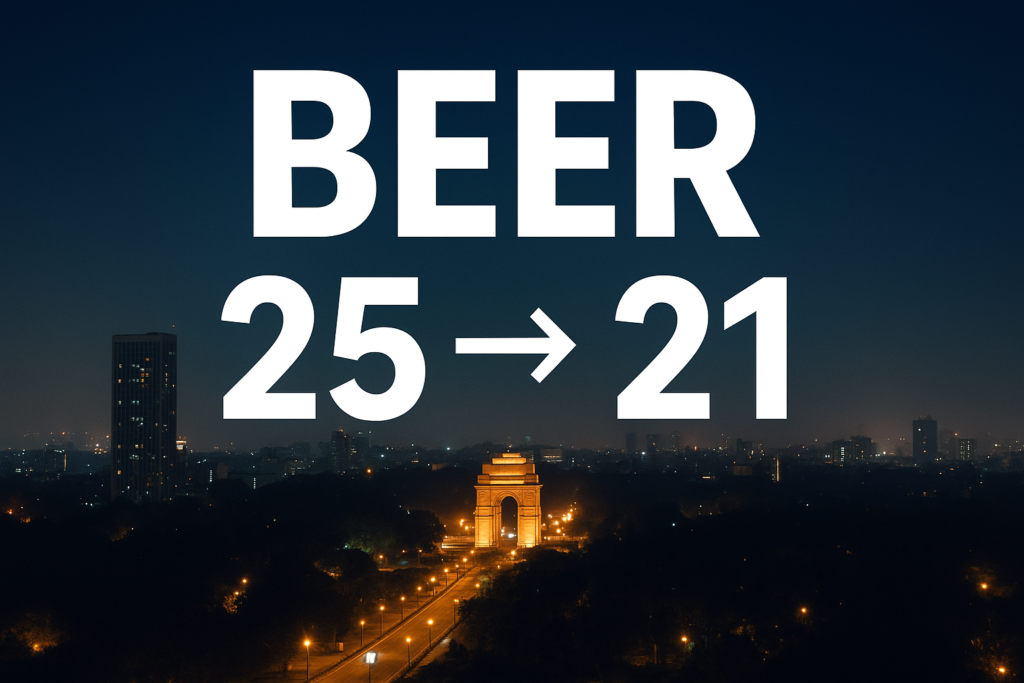 beer drinking age limit Delhi